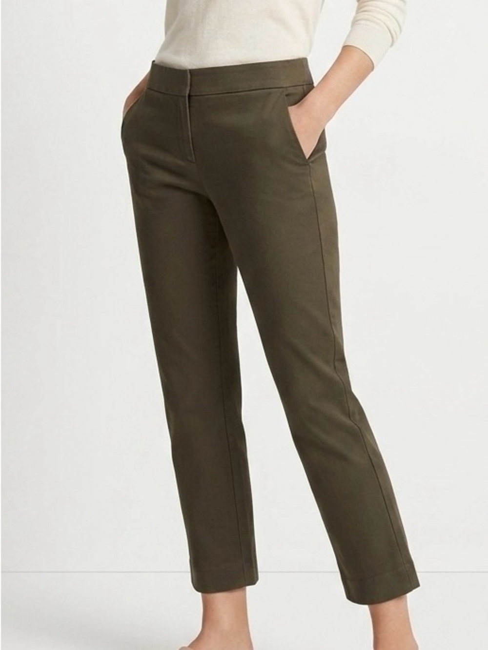 Ann Taylor Olive Green Devin Fit Ankle Pants 4 Quiet Luxury Elevated Basics